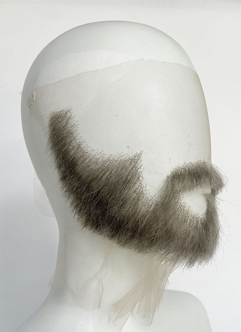 Handmade HD Lace Realistic Grey Beard and Moustache Facial Hair Set MB001