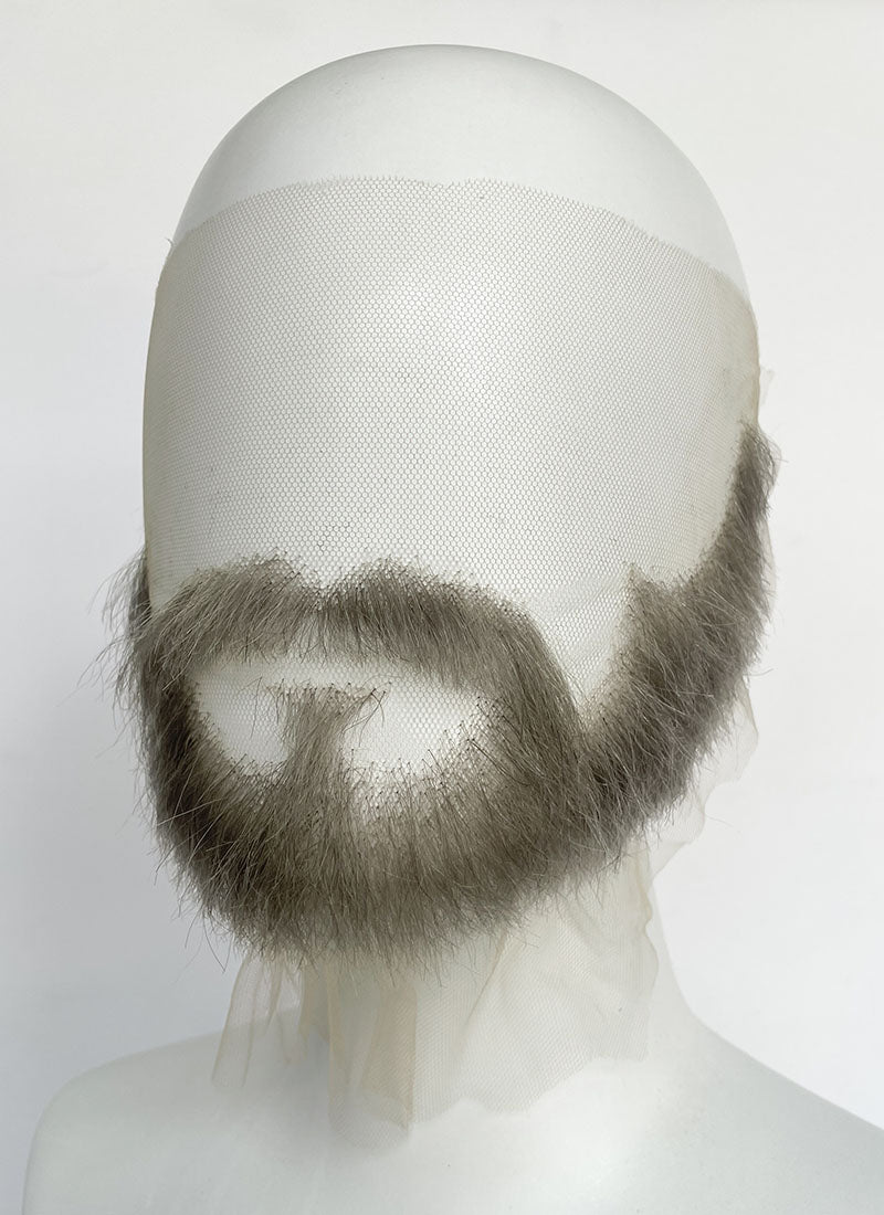 Handmade HD Lace Realistic Grey Beard and Moustache Facial Hair Set MB001