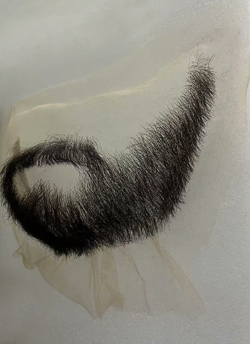 Arcane Jayce Talis Handmade HD Lace Realistic Black Beard and Moustache Facial Hair Set MB005
