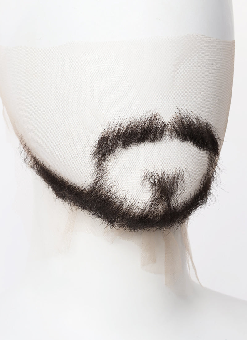 Marvel Doctor Strange Handmade HD Lace Realistic Natural Black Extended Goatee Beard and Moustache Facial Hair Set MB017
