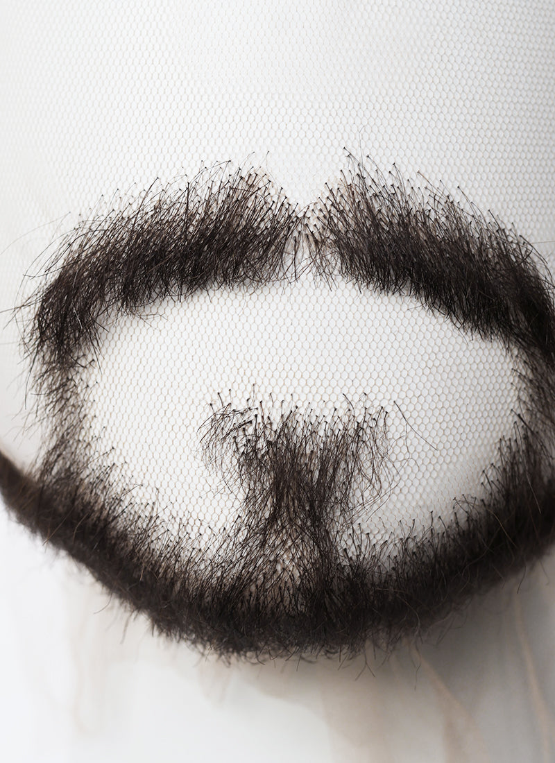 Marvel Doctor Strange Handmade HD Lace Realistic Natural Black Extended Goatee Beard and Moustache Facial Hair Set MB017