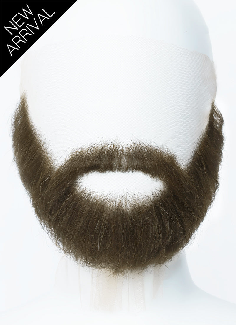 Handmade HD Lace Realistic Greenish Brown Beard and Moustache Facial Hair Set MB020