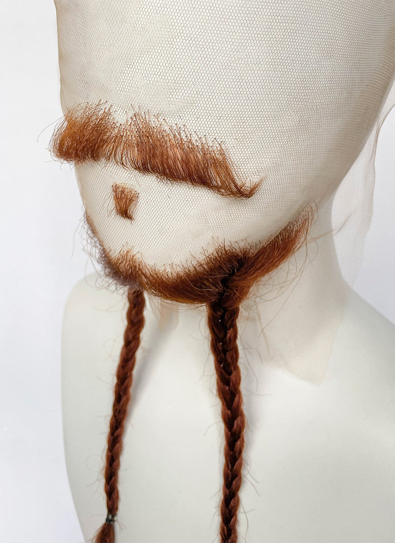 Handmade HD Lace Realistic Reddish Brown Beard and Moustache Facial Hair Set MB022