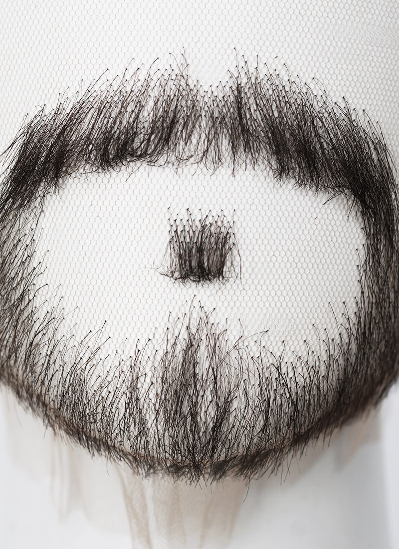 Hannibal Will Graham Handmade HD Lace Realistic Natural Black Long Stubble Beard and Moustache Facial Hair Set MB023