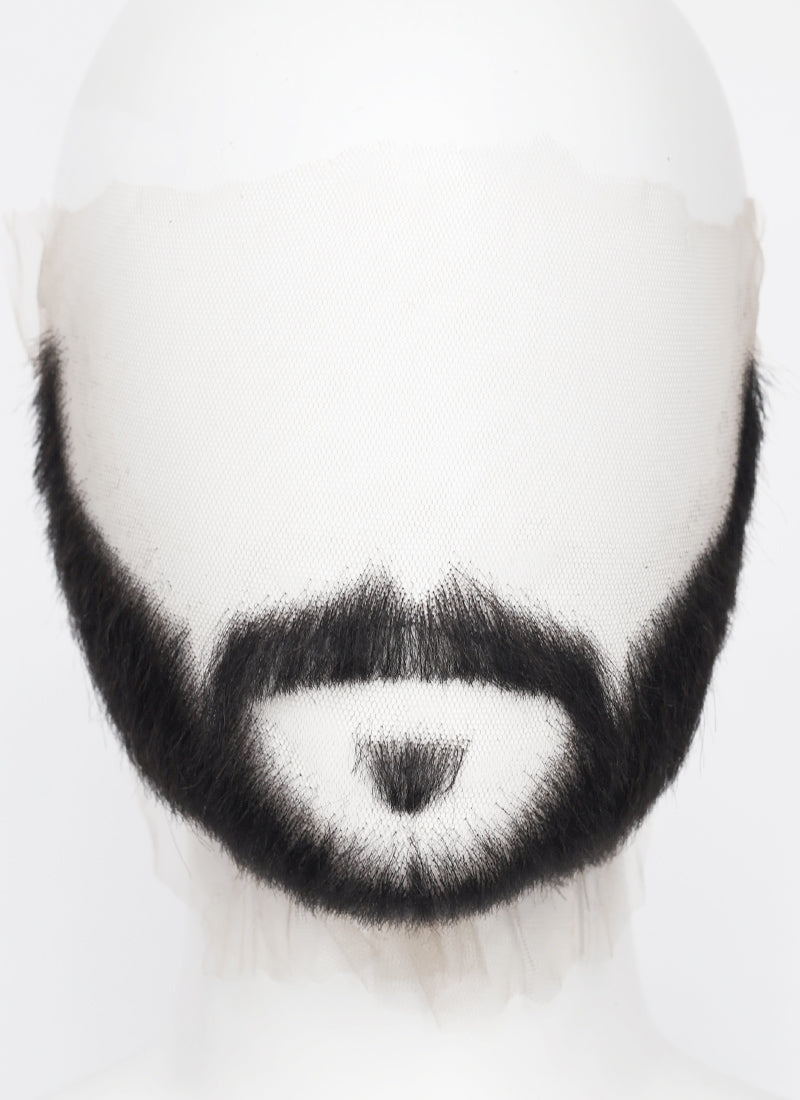 Sonic the Hedgehog Agent stone Handmade HD Lace Realistic Black Long Stubble Beard and Moustache Facial Hair Set MB024