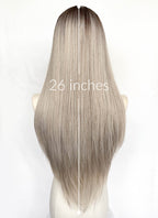 Ash Brown With Dark Roots Straight Synthetic Hair Wig NLCS032
