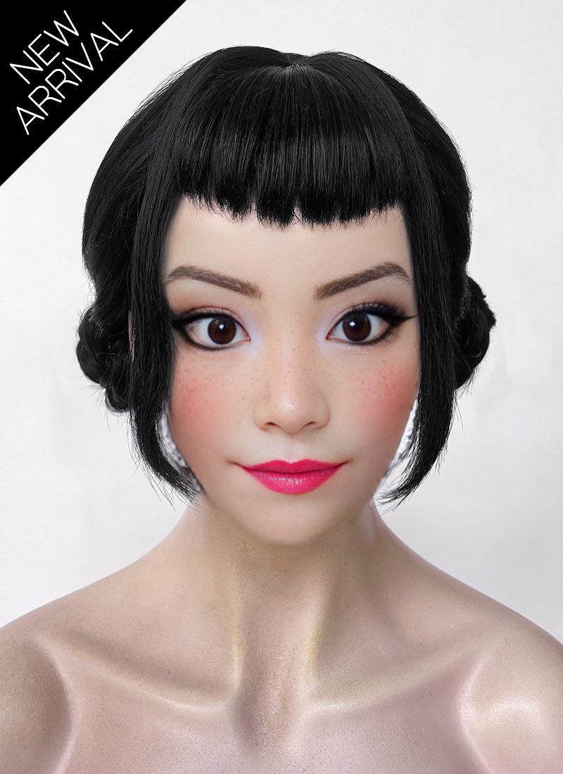 KPop Demon Hunters Zoey Jet Black Braided Synthetic Hair Wig NS2002
