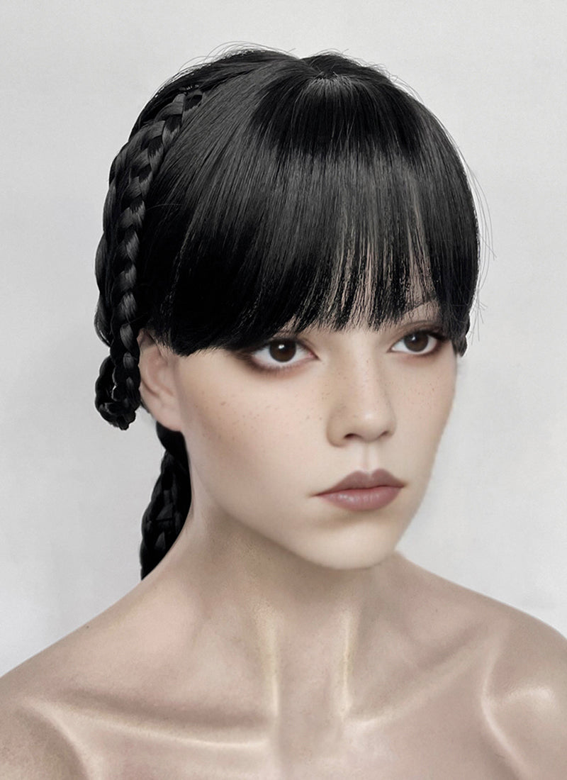 Wednesday Addams Gala Black Braided Synthetic Hair Wig NS2003