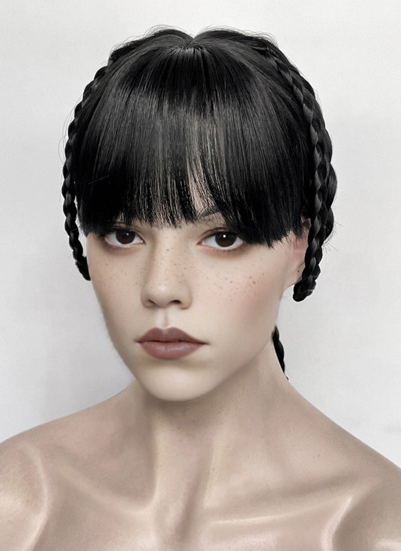 Wednesday Addams Gala Black Braided Synthetic Hair Wig NS2003