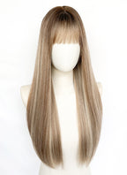 Disney Hannah Montana Brown With Blonde Highlights Straight Synthetic Hair Wig NS525
