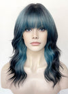 Blue Mixed Black Wavy Synthetic Hair Wig NS598