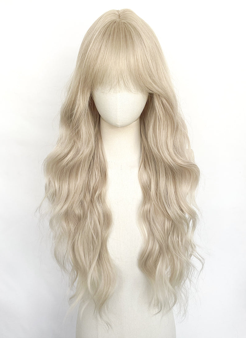 Light Ash Blonde Wavy Synthetic Hair Wig NS625