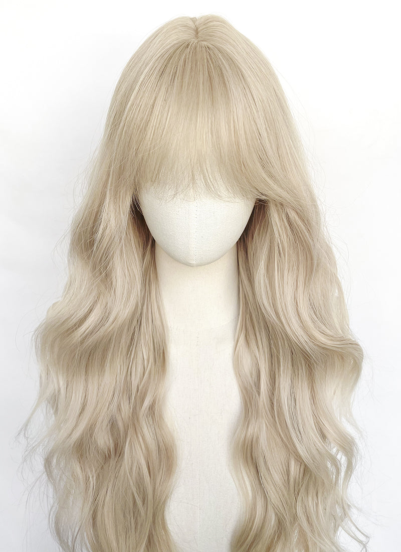 Light Ash Blonde Wavy Synthetic Hair Wig NS625