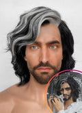 Clair Obscur: Expedition 33 Verso Black Mixed Silver Grey Wavy Lace Front Synthetic Men's Wig LF8067