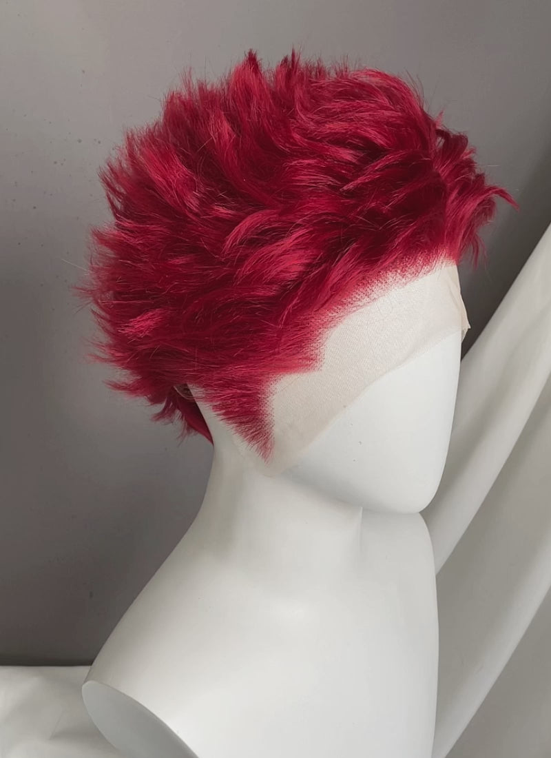 Red Wavy Lace Front Synthetic Men's Wig LF6155