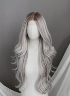 Balayage Mixed Blonde With Dark Roots Wavy 13" x 6" Lace Top Kanekalon Synthetic Hair Wig LFS057