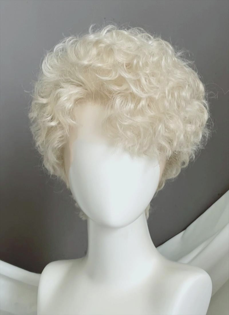 Ash Blonde Curly Lace Front Synthetic Men's Wig LF8100