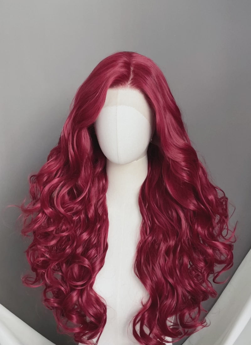 Red Wavy Lace Front Synthetic Hair Wig LW4068