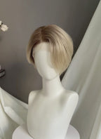 One Piece Sanji Straight Blonde With Brown Roots 13" x 6" Lace Top Kanekalon Synthetic Men's Wig LF6084