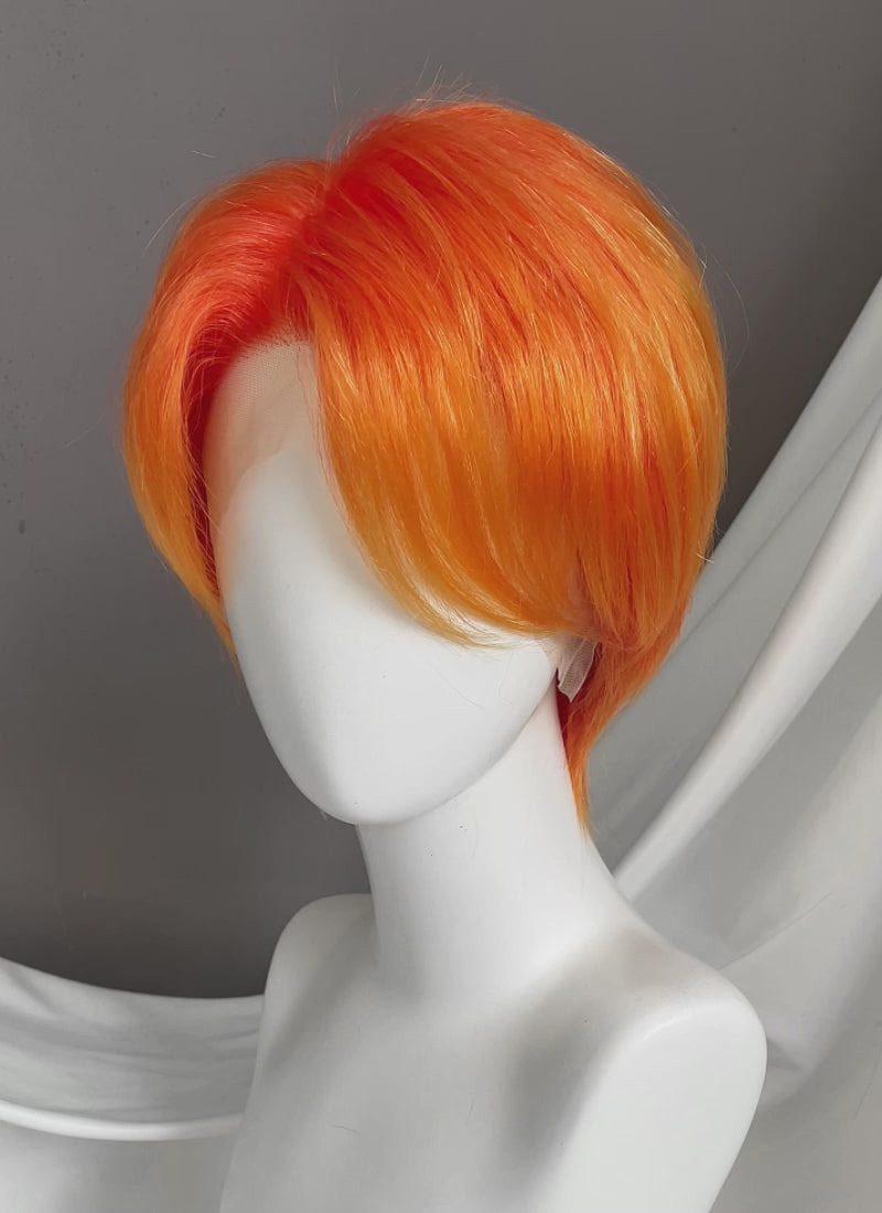 Mixed Orange Straight Lace Front Synthetic Men's Wig LF6110