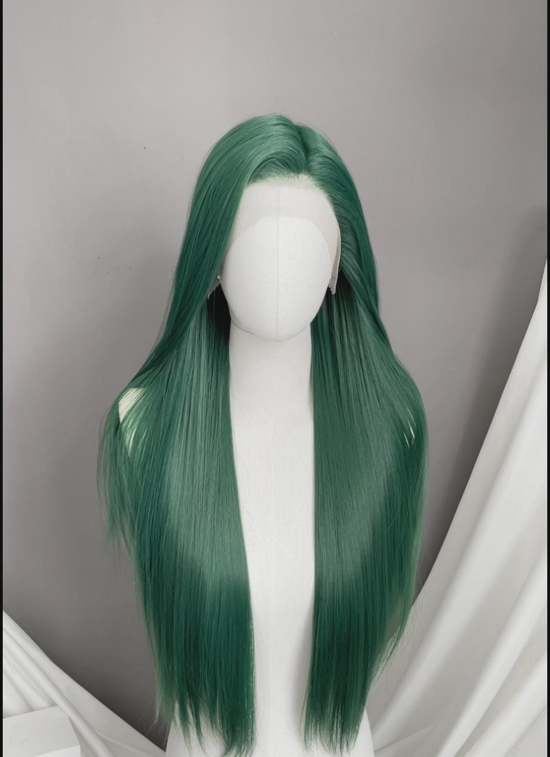 Green Straight Lace Front Synthetic Wig LW4056
