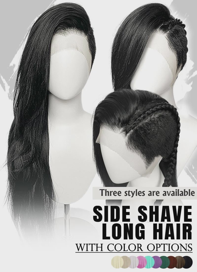Long Lace Front Wig with Shaved Side -  3 Styles Available | Multiple Colors | Free 2 Wig Caps Included LF8126