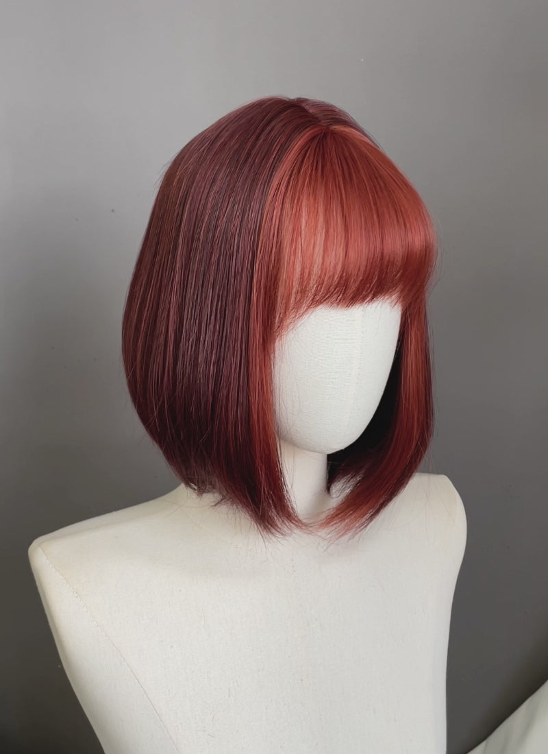 Red Mixed Auburn Straight Bob Synthetic Hair Wig NS626