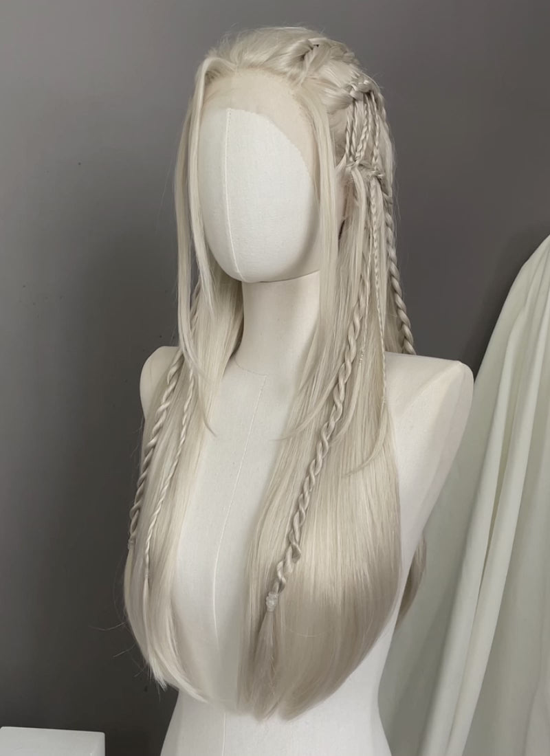 Pastel Ash Blonde Braided Lace Front Synthetic Men's Wig LF2518