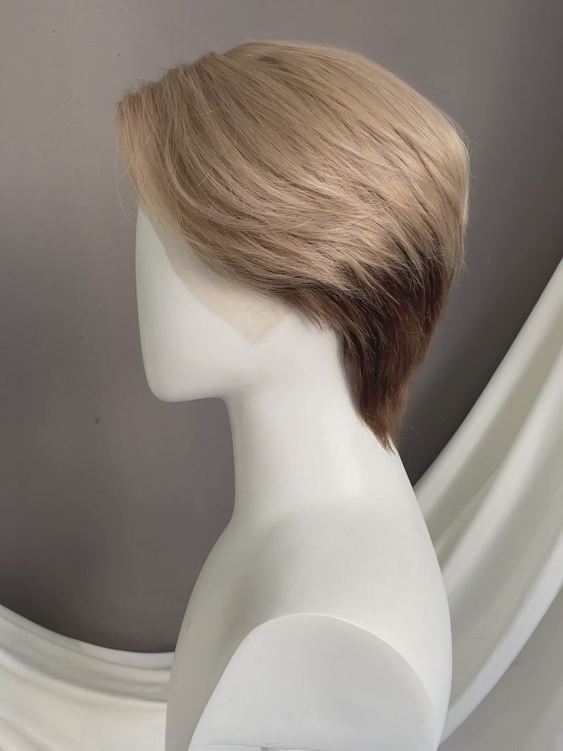 Blonde Brown Peekaboo Straight Lace Front Synthetic Hair Men's Wig LF6108