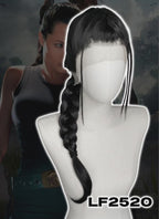 Tomb Raider Lara Croft Jet Black Braided Lace Front Synthetic Hair Wig LF2520
