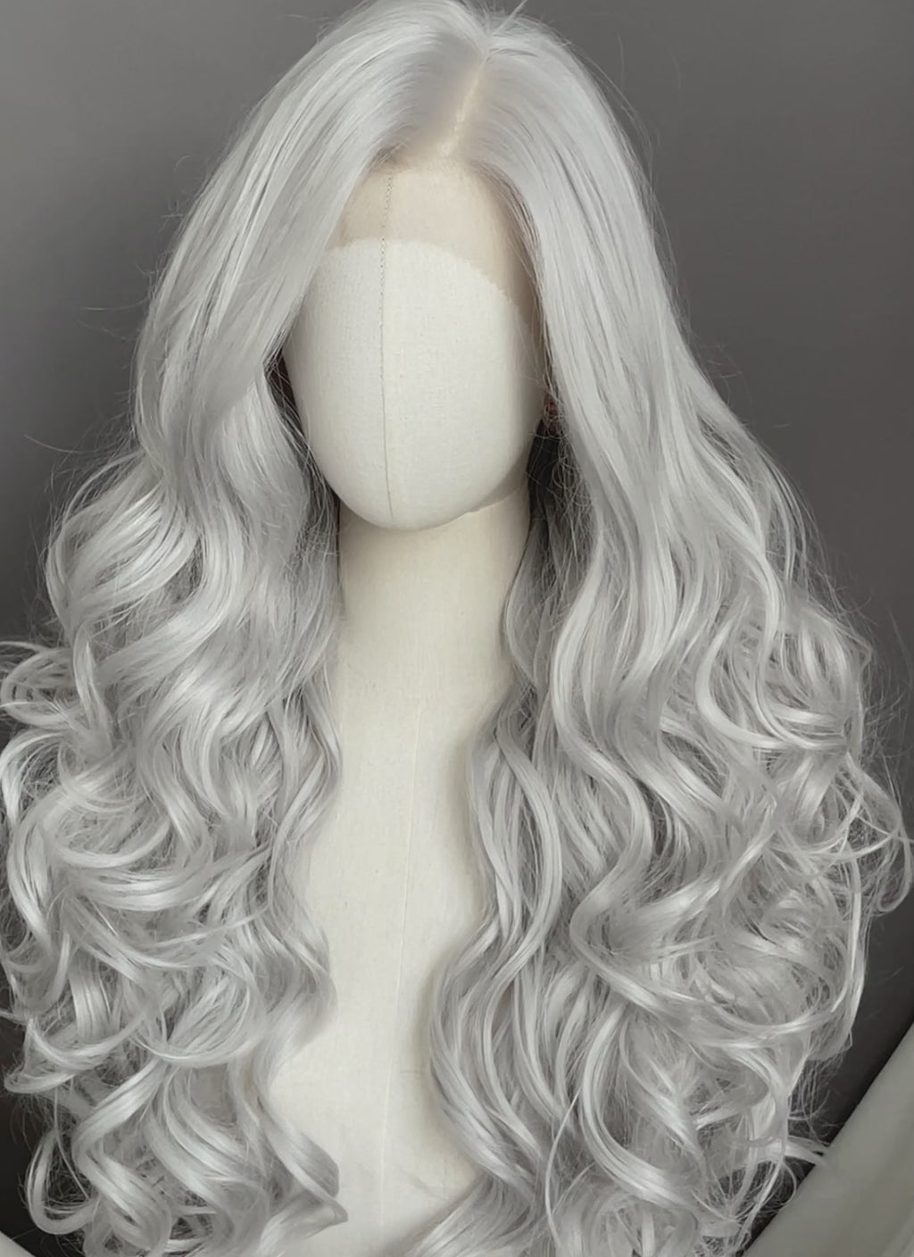 Silver Grey Wavy Lace Front Synthetic Hair Wig LW4067