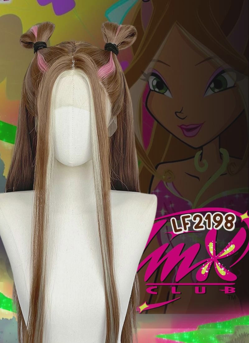 Winx Club Flora Brown Mixed Pink And Blonde Braided Lace Front Synthetic Hair Wig LF2198