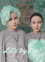 Critical Role Wicander Halovar Pastel Green Mixed White Wavy Lace Front Synthetic Men's Wig LF8103