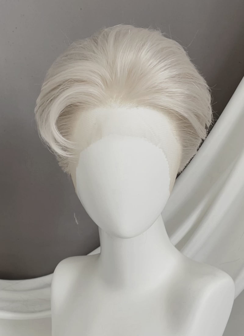Pastel Grey Blonde Straight Lace Front Synthetic Men's Wig LF8038