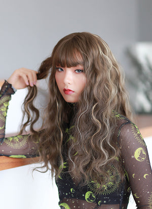 Brunette Mixed Blonde Wavy Synthetic Wig NS034 - Wig Is Fashion Australia