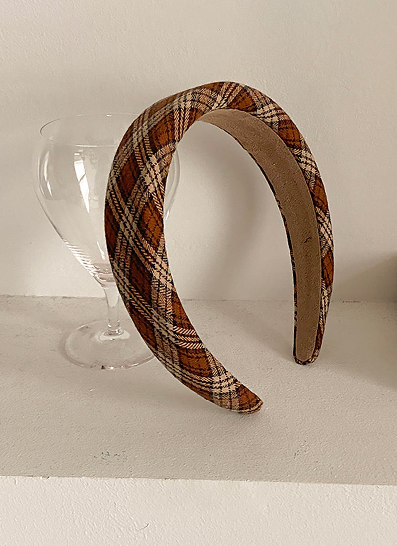 Beige Plaid Hair Hoop