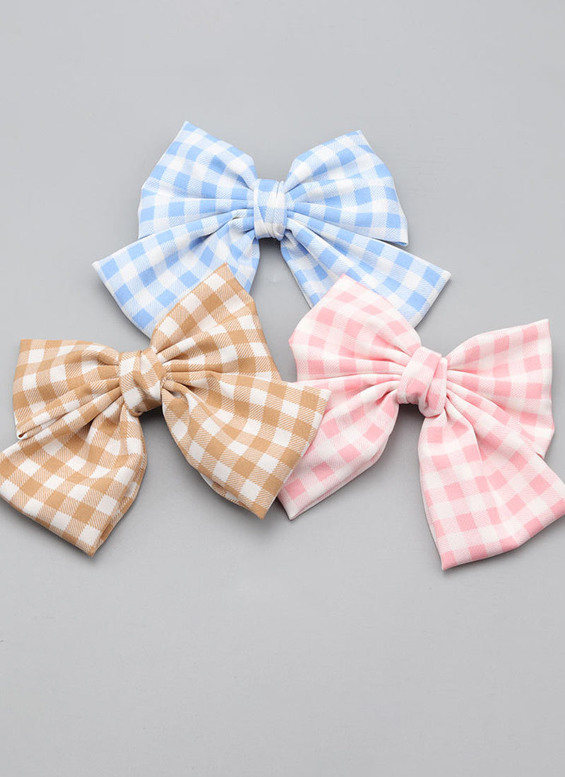 Barbie Plaid Hair Bow Knot Clip FS075