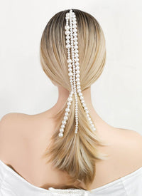 White Beads Strand Clip-on Hair Accessories HD002