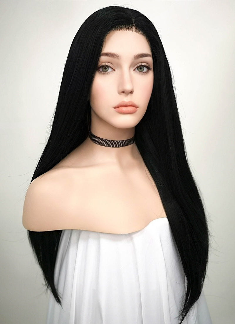 Straight Jet Black Lace Front Synthetic Wig LF002