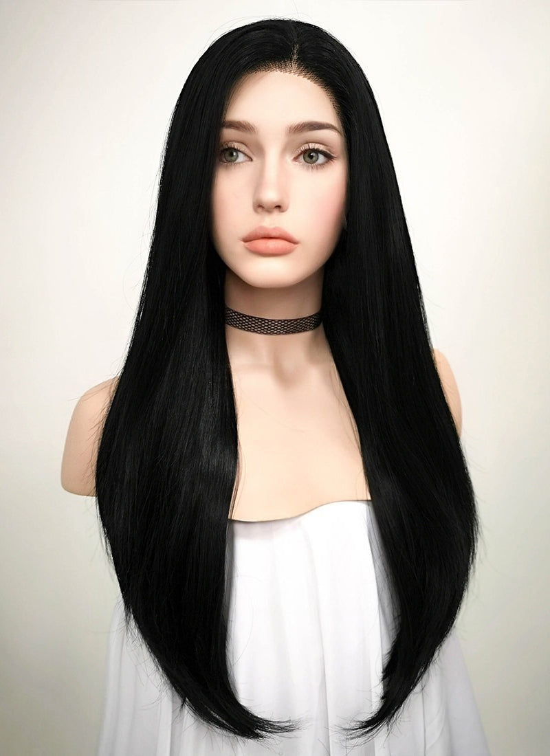 Straight Jet Black Lace Front Synthetic Wig LF002
