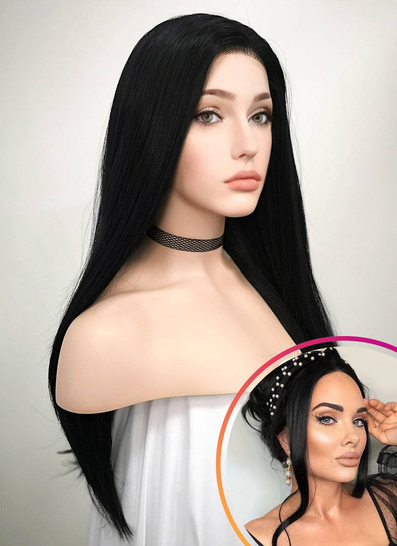 Straight Jet Black Lace Front Synthetic Wig LF002