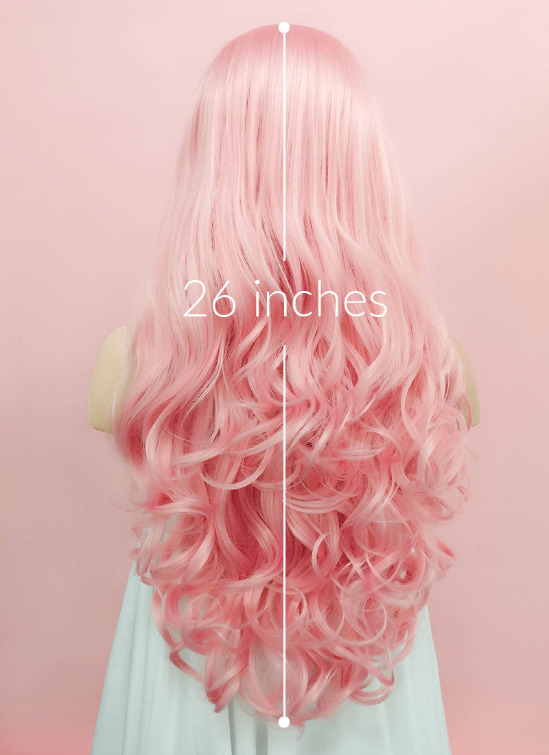 Pastel Pink Wavy Lace Front Synthetic Wig LF084 - Wig Is Fashion Australia
