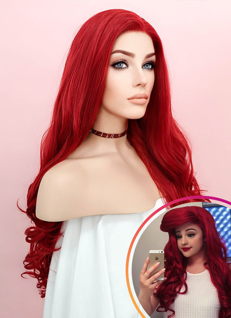 Wavy Red Lace Front Synthetic Wig LF085 - Wig Is Fashion Australia