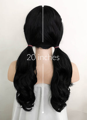 Stranger things Suzie Bingham Black Wavy Lace Front Synthetic Wig LF110A