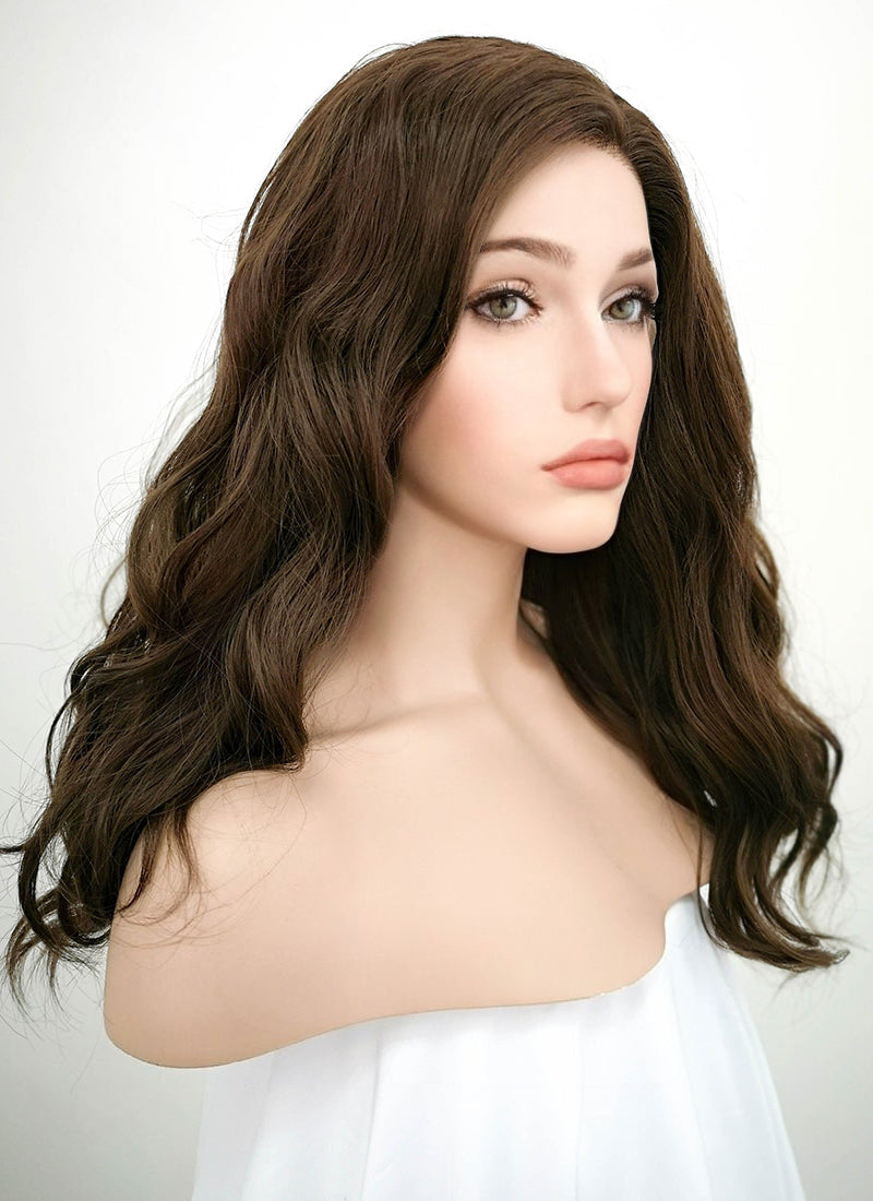 Dark Brown Wavy Lace Front Synthetic Wig LF1265 - Wig Is Fashion Australia