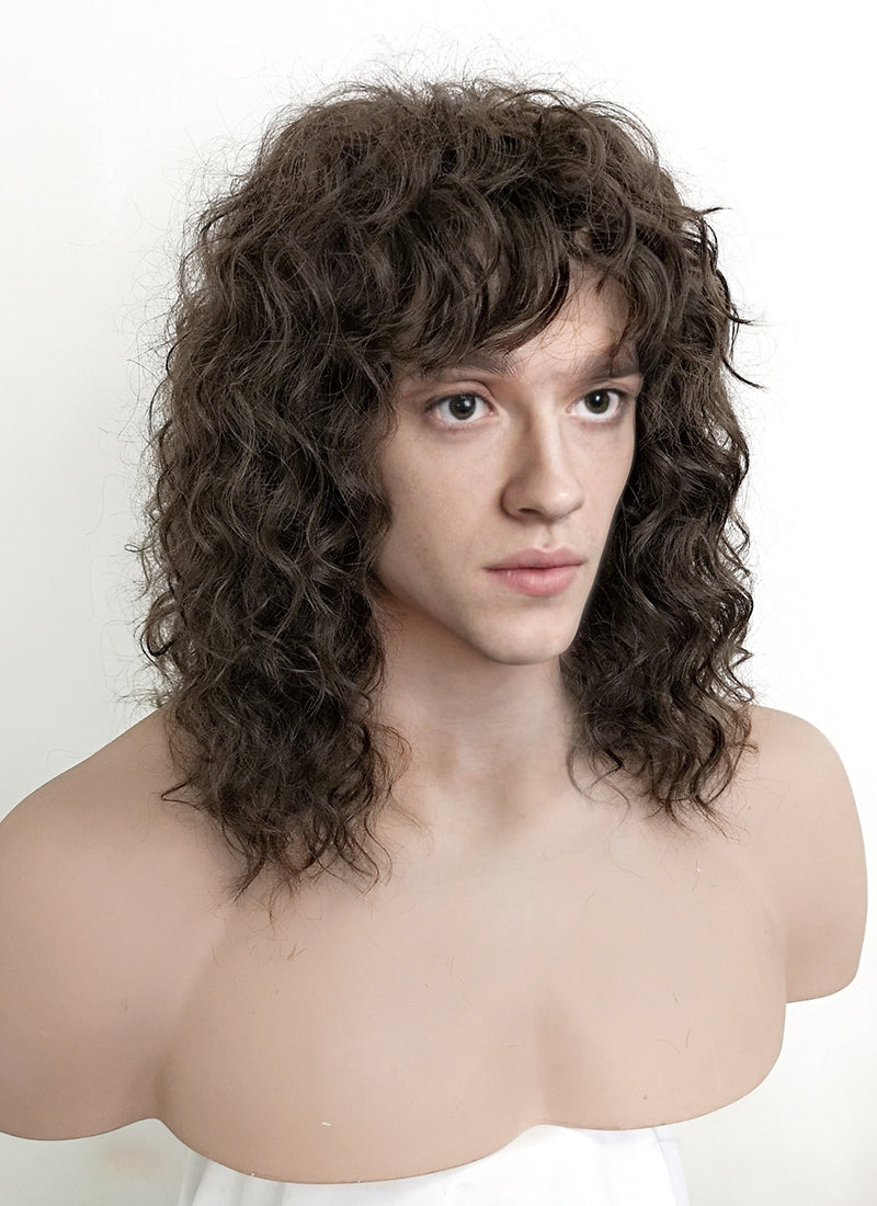 Stranger Things Eddie Brunette Spiral Curly Lace Front Synthetic Wig LF1310A