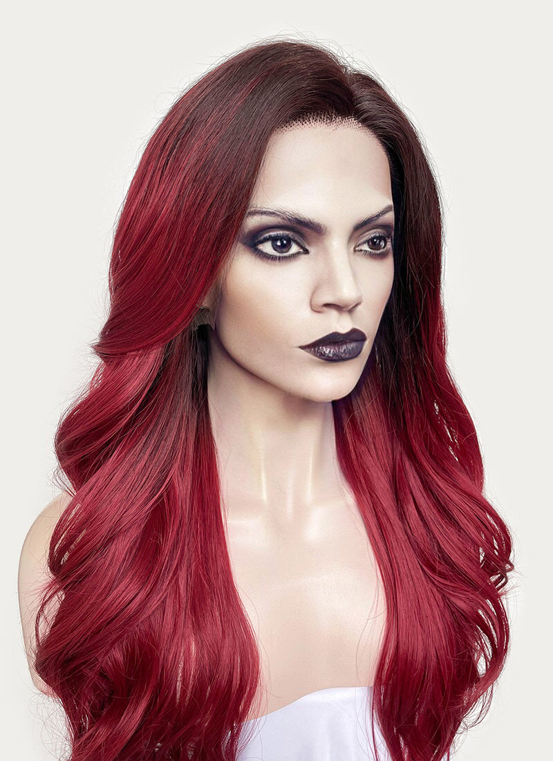 Guardians of the Galaxy Gamora Red With Dark Roots Wavy Lace Front Synthetic Wig LF1803
