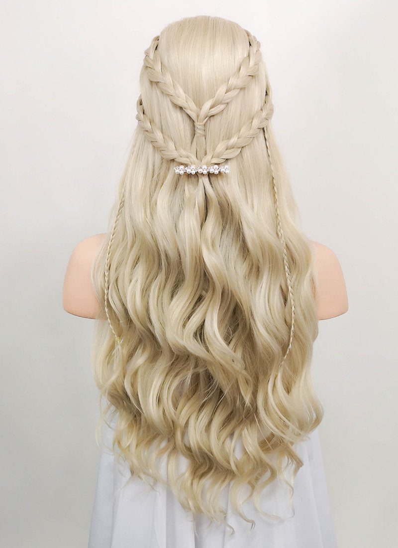 Light Ash Blonde Braided Lace Front Synthetic Wig LF2017