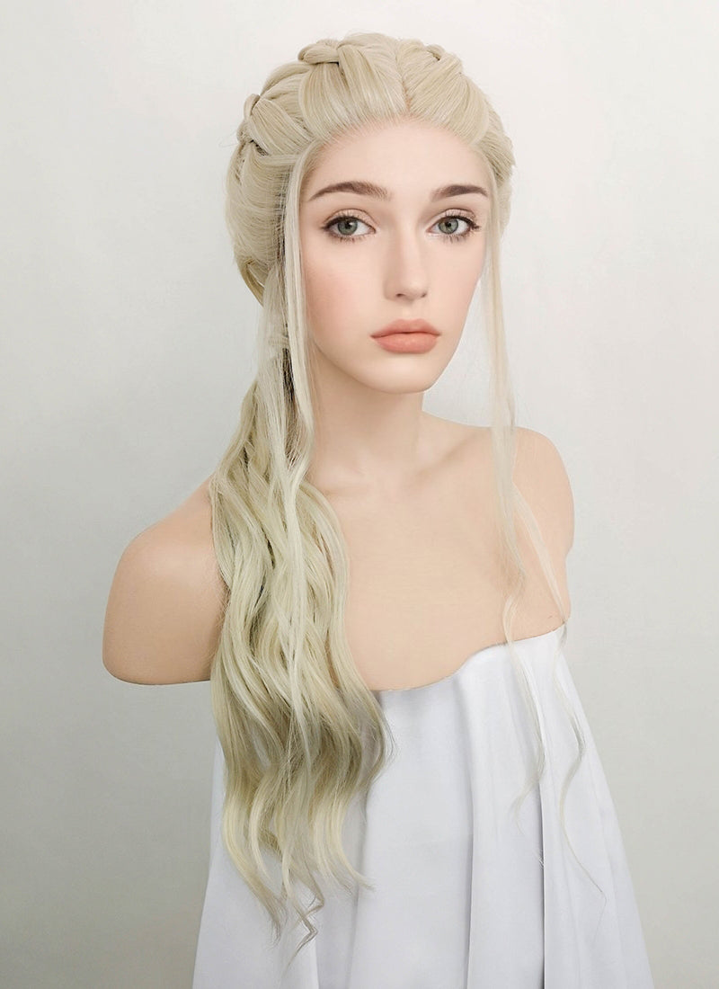 Light Ash Blonde Braided Lace Front Synthetic Wig LF2053
