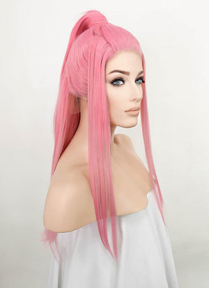 Pink Braided Lace Front Synthetic Wig LF2067